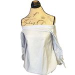 Tibi Blouse Size 0 Chambray Off Shoulder Bohowestern Rodeo Coastal Grandmacore Photo 2