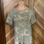 Free People  Women’s XS Distressed Green Camo Short Sleeve Shirt Photo 1