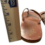 beek + montage Leather Flip Flops Gold Strap Studded Thong Sandals Size 8 Anthro Brown Photo 2