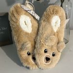 Fuzzy Babba Bear Slippers Light Tan Sherpa Lined Womens fits 7 7.5 8 8.5 9 9.5 Photo 1