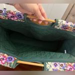Vintage Floral Quilted Tote Bag with Wooden Handles – Made in Philippines – 100% Photo 2