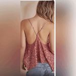 Free People Best Idea Rose Sequin Lace Cropped Handkerchief Hem Cami Small Photo 8
