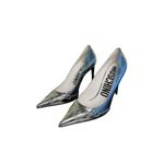 Moschino NIB Question Stitching 100mm Pumps in Silver Size 38.5 Photo 1