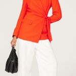 BOSS Burnt Orange Long Sleeve Tie Waist Oversized Blazer Jacket Size US 6 Photo 0