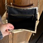 Stella Bianca leather straw crossbody bag purse gold chain Tan Photo 3