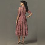 Mac Duggal  8058 Pink High Neck Micro Ruffle Tiered Midi Dress Photo 8