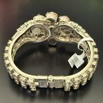 Banana Republic  Silver-tone Pave Rhinestones Flower Hinged Bangle Bracelet Photo 3