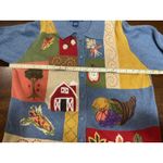 Willow Ridge Embroidered Fall Sweater Leaves Pumpkin Patch Women XL Grandma VTG Blue Photo 3