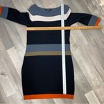 Nine West  Colorblock Stripe Ponte Knit Sheath Dress Black Gray Medium Sweater Photo 11