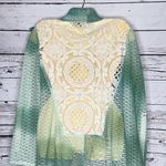 Alberto Makali  Size L Green Ombré Boho Crochet Open Weave Sweater Cardigan Photo 2