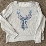 Aeropostale  Sweatshirt Women’s XL Gray Free State Darling Deer Artsy Soft Y2K Photo 0