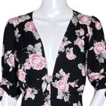 Free People  Dress Womens Small Black Pink Floral Love of My Life Midi Dress Boho Photo 4