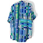 Timing  size medium andora geometric print button down top royal blue green nwt Photo 8