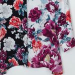 Chico's  Womens‎ Floral Button Down Blouse Size S Shark Bite 3/4 Sleeve Whimsigoth Photo 2