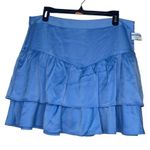 Something New XL Blue Tiered Ruffle Mini Skirt Zip Closure Stretch New Preppy Photo 0