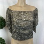 Anthropologie  Brown & Black Animal Print Short Sleeve Crop Top S Photo 1