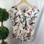 Rachel Zoe  100% Linen Floral Short Sleeve Tee Shirt Top S Photo 1