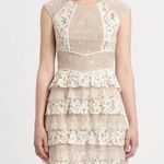 BCBGMAXAZRIA BCBG TAN AND WHITE LACE DRESS Photo 0