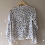 transparent floral long sleeve top Blue Photo 3
