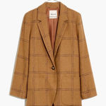 Madewell  Larsen Blazer in Windowpane 4X Oversized Single Button Jacket Pockets Photo 0