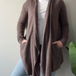 Barefoot Dreams Cozy Brown Open-Front Cardigan Long Sleeve Pockets Soft Winter S Photo 0