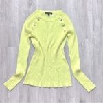 INC Women's Vibrant Neon Ribbed Long Sleeve Top L Green Size L Photo 0