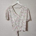 ZARA NWT  Top BlouseWomens Size M Floral Wrap Ruffle‎ Sleeve Open Back Photo 6