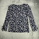 Banana Republic  Shirt Women Small Blue White Floral Flowers Casual Office Travel Photo 2