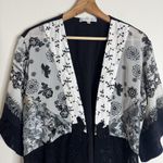 Spencer Alexis Womens Large Black White Kimono Lace Floral Boho Sheer top Photo 1