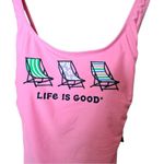 Life is Good Women's Swimsuit Pink with Beach Chairs and Back String Detail Sz L Photo 1