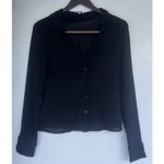 Reformation  Violet Sheer Button Down Top Black Women’s Size 6 Career Business Photo 4