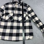 J Crew Plaid Quarter Zip Flannel Shirt Women Medium Black White Photo 3