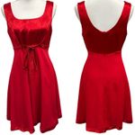 VTG CDC Caren Desirée Company Red Satin Mini Slip Dress Tie Waist Small Coquette Photo 1