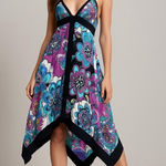 XOXO  Colorful Halter Dress, Sharkbite Hem, Black, Pink, Blue, Neon, Size L Photo 0