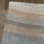 Schneiders Salzburg Color Blocked Striped 100% Linen Scarf Cream, Blue, Orange Blue Photo 4