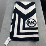 Michael Kors NWT  Chevron Stripe logo knit scarf in black and white acrylic. Photo 1