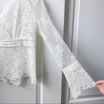Bandolino Vintage Petite Off White Lace Blouse Long Sleeve Romantic Photo 3