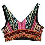 None Tribal Festival Black Orange Pink Embroidered Cotton Tank Crop Bra Top size S Photo 0