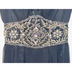 NWT Mandalay Black Silk Silver Beaded Short Midi Evening Gown Dress Women Size 6 Photo 3