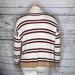 Lou & grey Size XL White & Burgundy Stripe Cowl Neckline Lightweight Sweater Top Photo 3