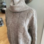 Pink Rose Taupe Gray Cropped Turtleneck Fancy Knit Sweater Size Large Photo 1