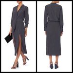 Alexis 💕💕 Noelle Polka-dot Tie-neck Slit Midi Dress ~ Navy Blue XS Photo 4