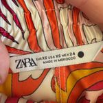 ZARA High Waist Floral Silk Feeling Shorts Red and Orange Paisley XS Photo 4