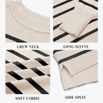 Merokeety  Striped Cropped Sweater Cream Black Ribbed Knit Crew Neck NWOT Photo 2