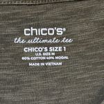 Cinch Chico's ultimate tee size 1 Green Longer Length 3 Button V Neck Cotton Blend Photo 2
