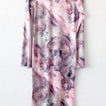 Karen Millen Marble Print Jersey Long Sleeve Maxi Dress in Pink Photo 2