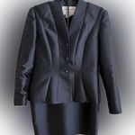 Liancarlo Couture 100% Silk Beaded Jacket and Skirt Set Deep Navy Blue, Size 10 Blue Photo 0