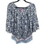 Lilly Pulitzer  NEVIE OFF-THE-SHOULDER TOP *KRILLIN IT* OYSTER BAY BLUE WHITE Photo 1