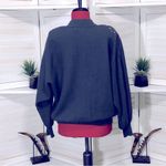 Vintage 80s 90s Gray Embroidered Knit Cardigan Floral Appliqué Medium Photo 3