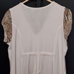 Raya Sun White Brown Button Front Floral Embroidery Animal Print Mini Swim Dress Photo 1